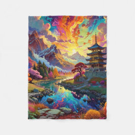 Cobertor De Velo Pagoda e Paisagem Colorida