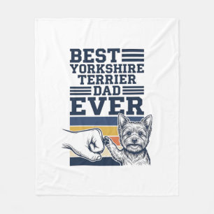 Cobertor De Velo Pai Yorkshire Terrier Punho Erguido Vintage Vetor 