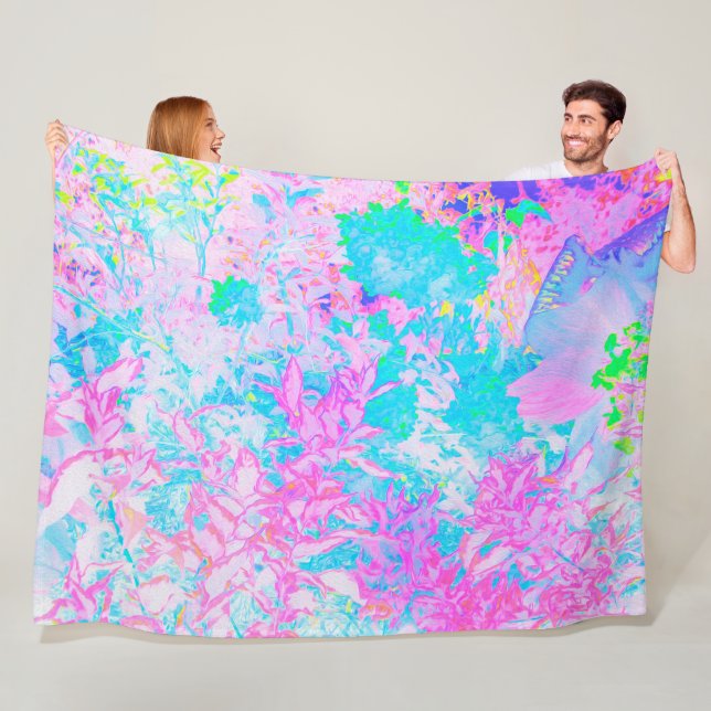 Cobertor De Velo Paisagem Azul Aqua e Rosa Quente (In Situ)