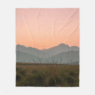 Cobertor De Velo Paisagem de Montanhas Serenas ao Pôr do Sol Rosa c