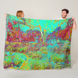 Cobertor De Velo Paisagem Dourada do outono psicodélico e do jardim