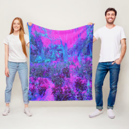 Cobertor De Velo Paisagem Impressionista Azul e Rosa-Quente