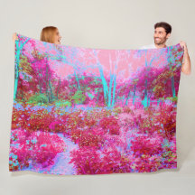 Paisagem Impressionista de Jardim Vermelho e Rosa
