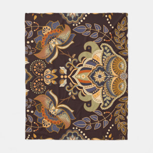Cobertor De Velo Paisley Escuro: Floral Indiano Sem Semente.