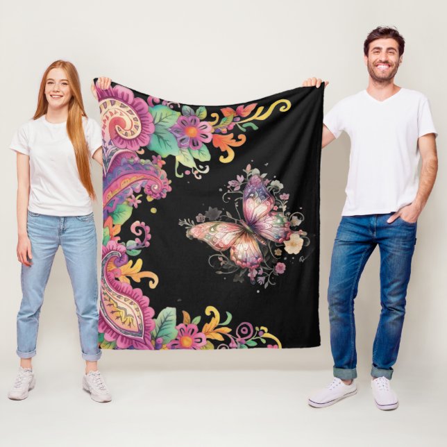 Cobertor De Velo Paisley Floral e Borboleta (In Situ)