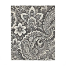 Paisley Floral Monocromático Preto e Branco