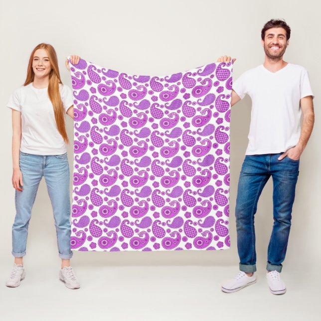 Cobertor De Velo Paisley, violeta, roxo e branco (In Situ)