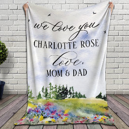 Cobertor De Velo Palavra Rustic Floral Personalizada "We Love You"