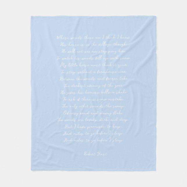 Cobertor De Velo Pale Blue Custom Poem Song Lyric Quote  (Frente)