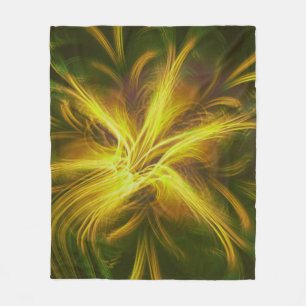 Cobertor De Velo Paleta Amarela Flor Fractal Flor Fractal de Folha