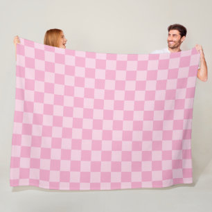 Cobertor De Velo Pálido e Rosa Claro Xadrez Monocromático