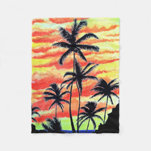 Cobertor De Velo Palmas de Coco Sunset Havaiano