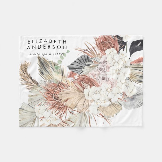 Cobertor De Velo Pampas brancas Premium Floral Ultra (Frente (Horizontal))