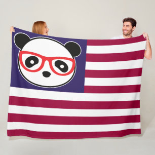 Cobertor De Velo Panda American Flag Panda Bear US Flag Theme