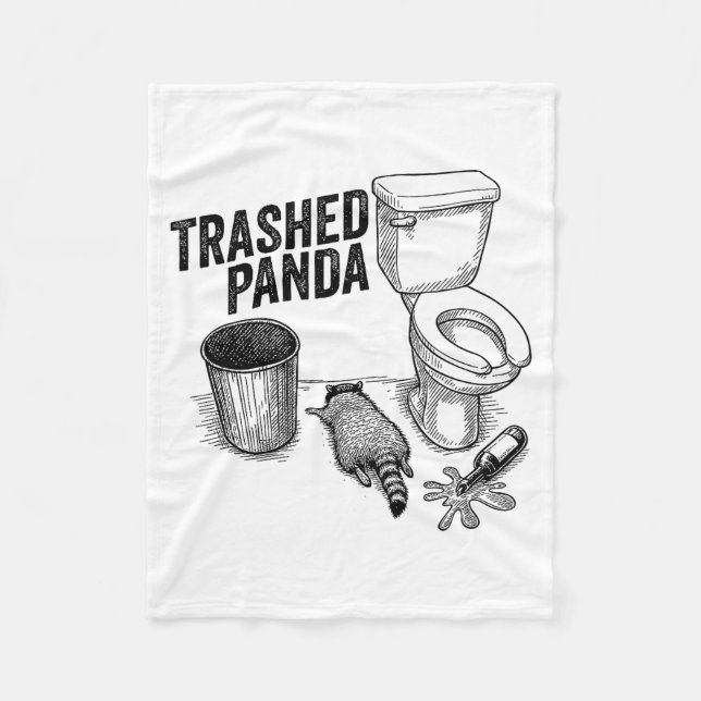 Cobertor De Velo Panda Bêbado Arrasado, Guaxinim Bêbado Engraçado,  (Frente)