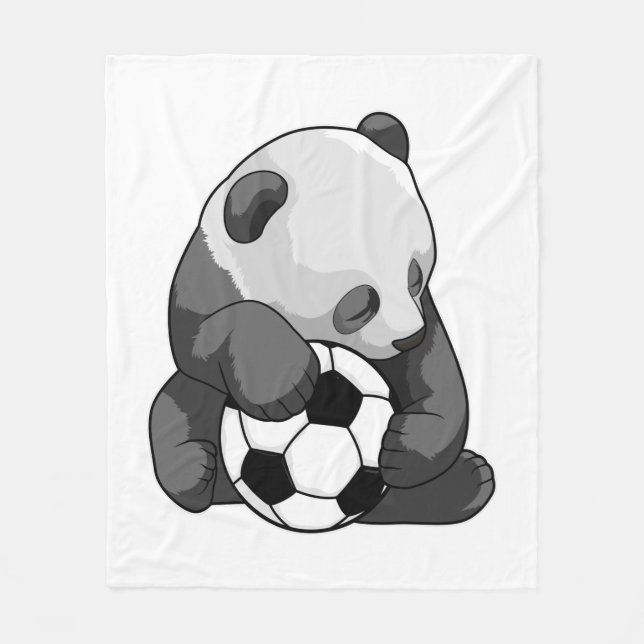 Cobertor De Velo Panda com bola de futebol (Frente)