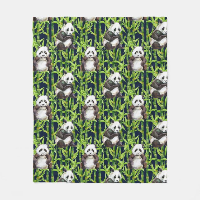 Cobertor De Velo Panda com teste padrão de bambu da aguarela (Frente)