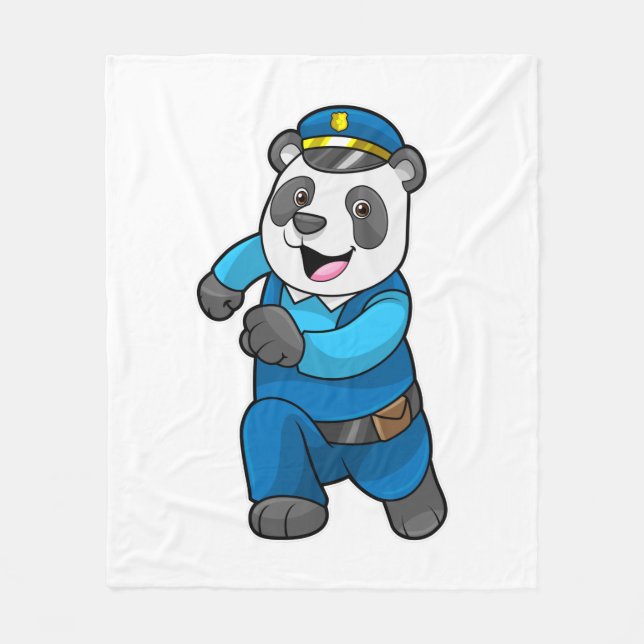 Cobertor De Velo Panda como agente da polícia com chapéu da polícia (Frente)