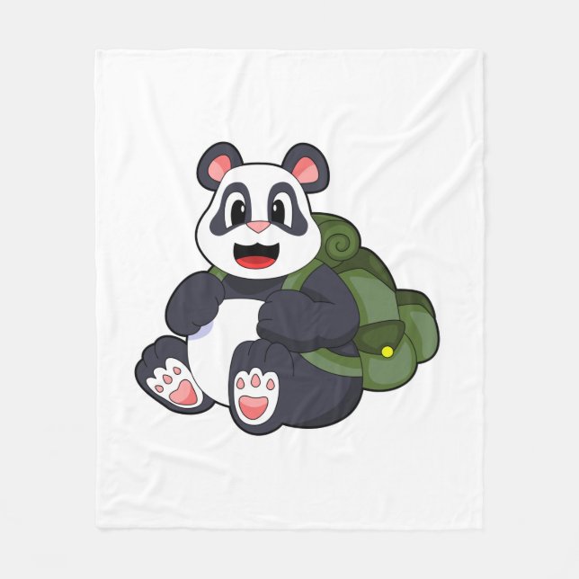 Cobertor De Velo Panda como Hiker com mochila (Frente)