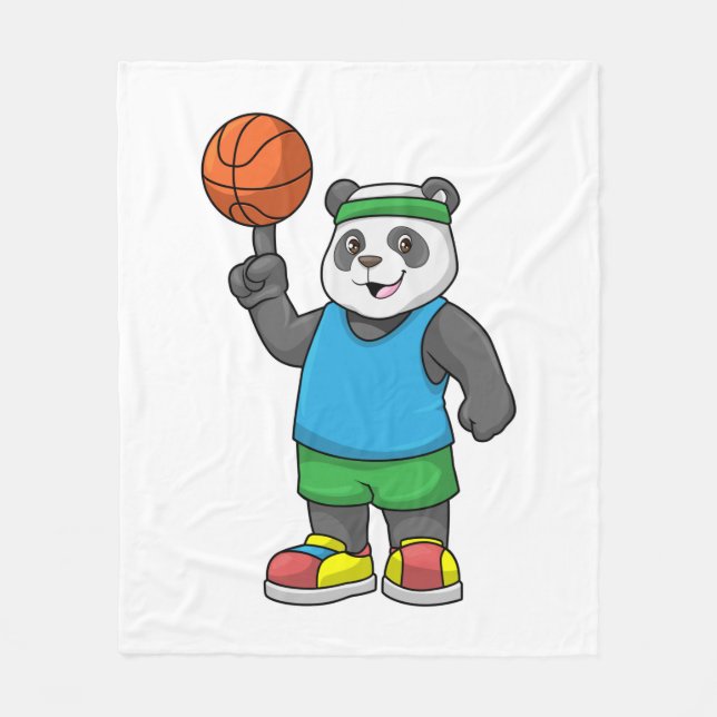 Cobertor De Velo Panda no Esporte com Basquete (Frente)