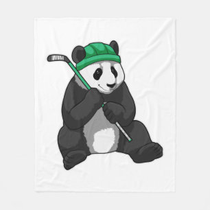 Cobertor De Velo Panda no hóquei no gelo com bastão de hóquei no ge