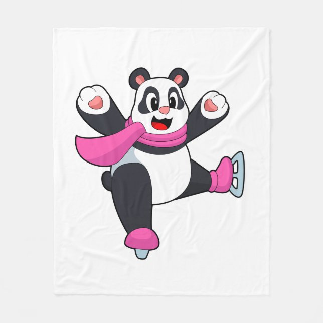 Cobertor De Velo Panda Patinação no gelo Patins de gelo (Frente)