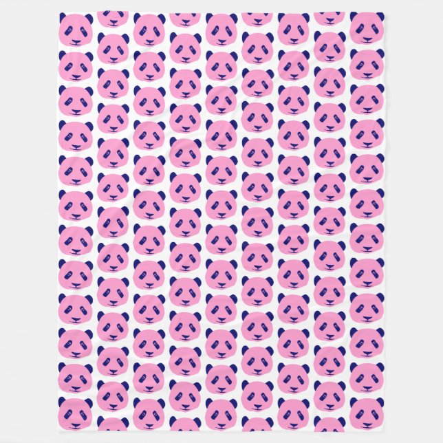 Cobertor De Velo Panda Rosa e Azul Escuro Padrão (Frente)