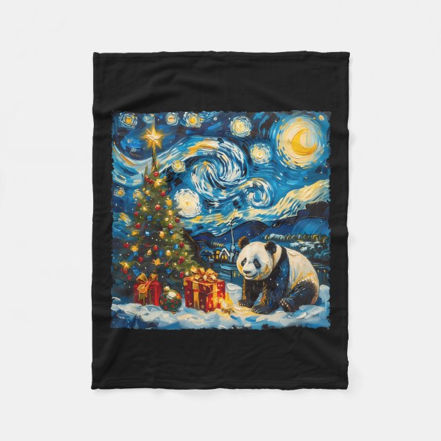 Cobertor De Velo Panda Van Gogh Style Starry Night Winter (Frente)