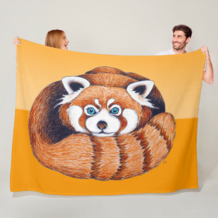 Cobertor De Velo Panda vermelha em laranja