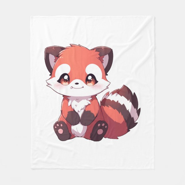 Cobertor De Velo  panda vermelho fofo (Frente)