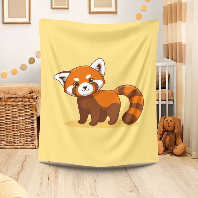 Cobertor De Velo Panda Vermelho Fofo em Amarelo (Criador carregado)