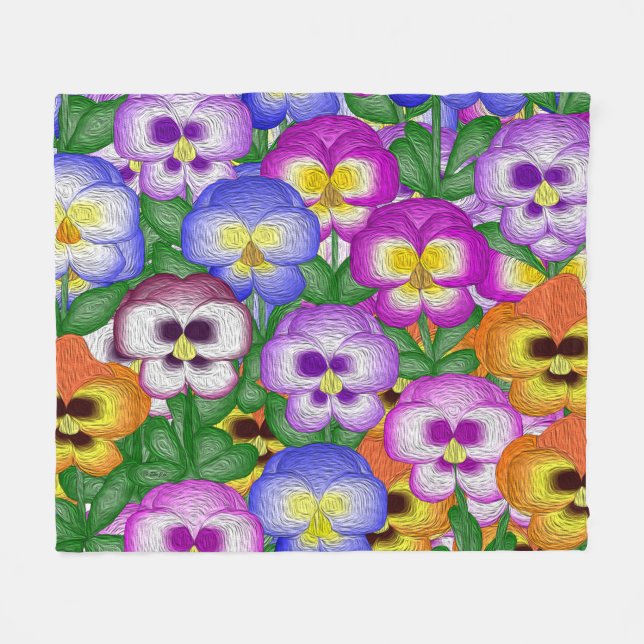 Cobertor De Velo Pansies Medium Fleece Blanket (Frente (Horizontal))