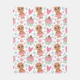 Cobertor De Velo Pão de Natal Cookie Garota Doce e Cupcakes