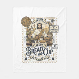 Cobertor De Velo Pão E Cálice Jesus Comunhão Fé Cristã Vint