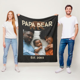 Cobertor De Velo Papa Bear Father Year Established Photo Black
