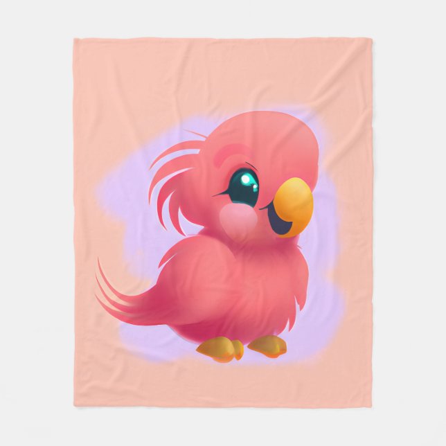 Cobertor De Velo Papagaio-bebê rosa, bonito e adorável (Frente)