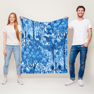 Cobertor De Velo Papagaio em um Prédio da Selva, Azul Indigo e Bran