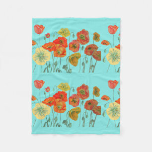 Cobertor De Velo Papagaios Amarelos Vermelhos Papagaios Flores Aqua