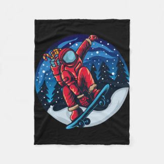 Cobertor De Velo Papai Noel Astronaut Com Skateboard