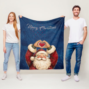 Cobertor De Velo Papai Noel Bonito Coração Mãos Feliz Natal Bla