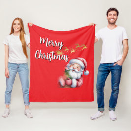 Cobertor De Velo Papai Noel Bonito e Divertido & Tipografia