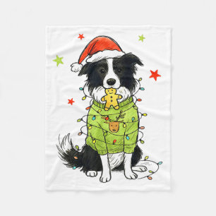 Cobertor De Velo Papai Noel Border Collie Natal Border Collie Cão M