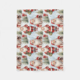 Cobertor De Velo Papai Noel de Natal em Aquarela 3 - 