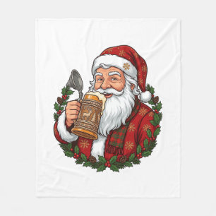 Cobertor De Velo Papai Noel de Natal Segurando Copo de Cerveja