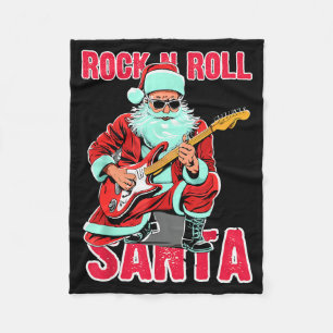 Cobertor De Velo Papai Noel de Rock N Roll Tocando Guitarra Natal 