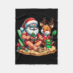 Cobertor De Velo Papai Noel e Amigo na Praia Natal em Julho