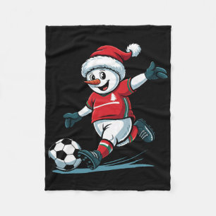 Cobertor De Velo Papai Noel Homem de Neve de Natal Jogando Futebol