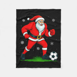 Cobertor De Velo Papai Noel Jogando Futebol Natal Divertido Futebol
