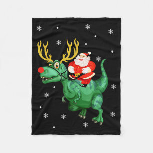 Cobertor De Velo Papai Noel Montando Dinossauro Amante do Natal Div
