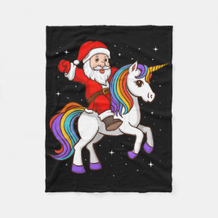 Cobertor De Velo Papai Noel Montando Unicórnio Místico Animal Natal